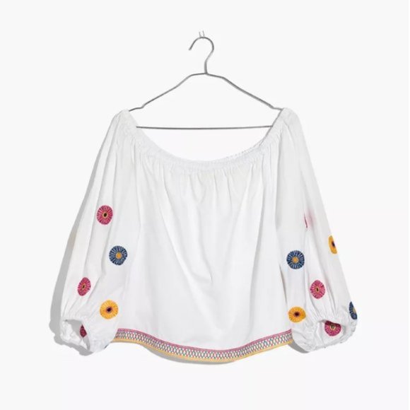 Madewell Tops - Madewell Embroidered Off The Shoulder Top | S
